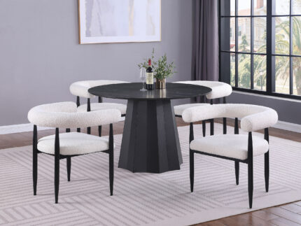Camden 5-piece Round Faux Marble Top Dining Table Set Black product image