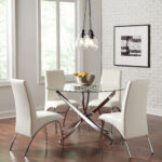 Beckham 5-piece Round Glass Top Dining Set Chrome and White product image