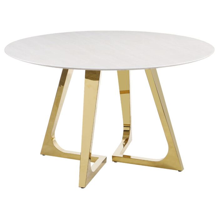 Gwynn Round 51-inch Marble Stainless Steel Dining Table Gold product image