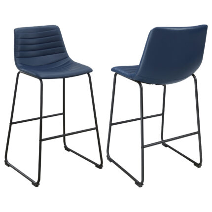 Zuni Faux Leather Upholstered Bar Chair Blue (Set of 2) product image