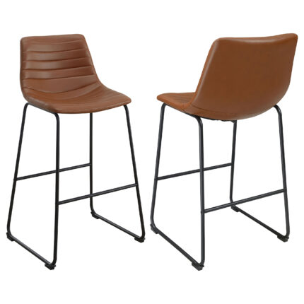 Zuni Faux Leather Upholstered Bar Chair Saddle (Set of 2) product image
