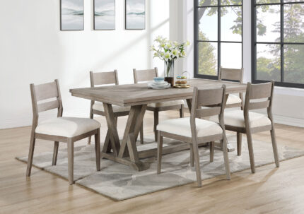 Cornelia 7-piece Rectangular Dining Table Set Coastal Grey product image