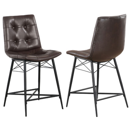 Aiken Upholstered Tufted Counter Chair Brown (Set of 2) product image