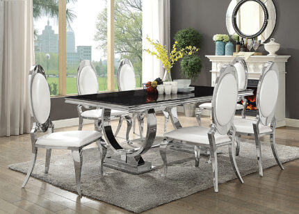 Antoine 5-piece Rectangular Glass Top Dining Set Chrome product image