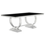 Antoine Rectangular 95-inch Glass Top Dining Table Black product image