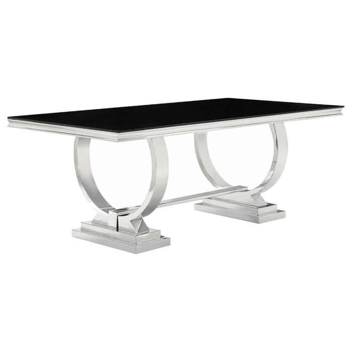 Antoine Rectangular 95-inch Glass Top Dining Table Black product image
