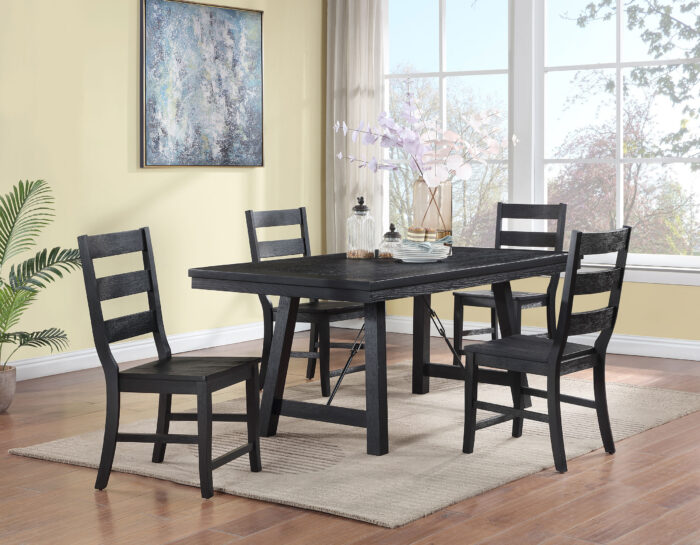 Newport 5-piece Rectangular Trestle Dining Table Set Black product image