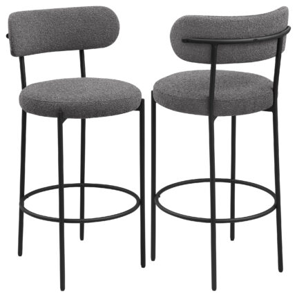 Viola Boucle Upholstered Bar Chair Grey (Set of 2) product image