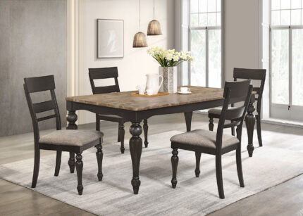 Bridget 5-piece Rectangular Dining Set Charcoal Sand Through product image