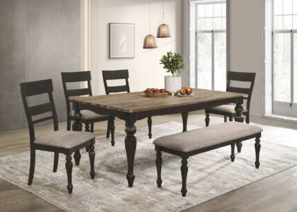 Bridget 6-piece Rectangular Dining Set Charcoal Sand Through product image