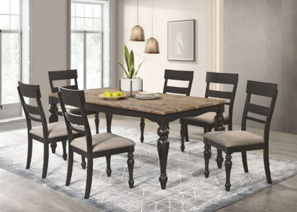 Bridget 7-piece Rectangular Dining Set Charcoal Sand Through product image