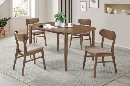 Dortch 5-piece Oval Solid Wood Dining Set Walnut product image