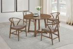 Dinah 5-piece Round Solid Wood Dining Set Walnut product image