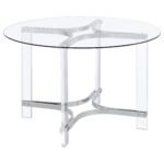 Keeling 47-inch Round Glass Top Acrylic Dining Table Chrome product image