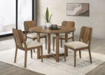 Crestmore 5-piece 46-inch Round Wood Dining Table Set Walnut product image