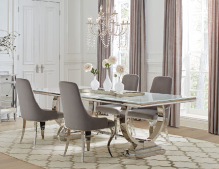 Antoine 5-piece Rectangular Glass Top Dining Table Set Grey product image