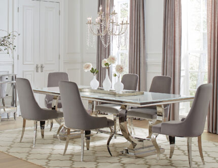 Antoine 7-piece Rectangular Glass Top Dining Table Set Grey product image