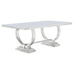 Antoine Rectangular 95-inch Glass Top Dining Table White product image