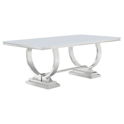 Antoine Rectangular 95-inch Glass Top Dining Table White product image
