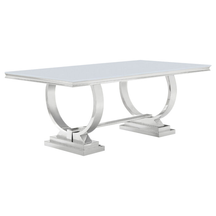 Antoine Rectangular 95-inch Glass Top Dining Table White product image
