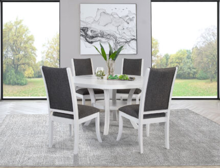 Judd 5-piece 54-inch Round Wood Dining Table Set Pearl White product image