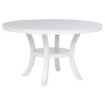 Judd 54-inch Round Dining Wood Table with Shelf Pearl White product image