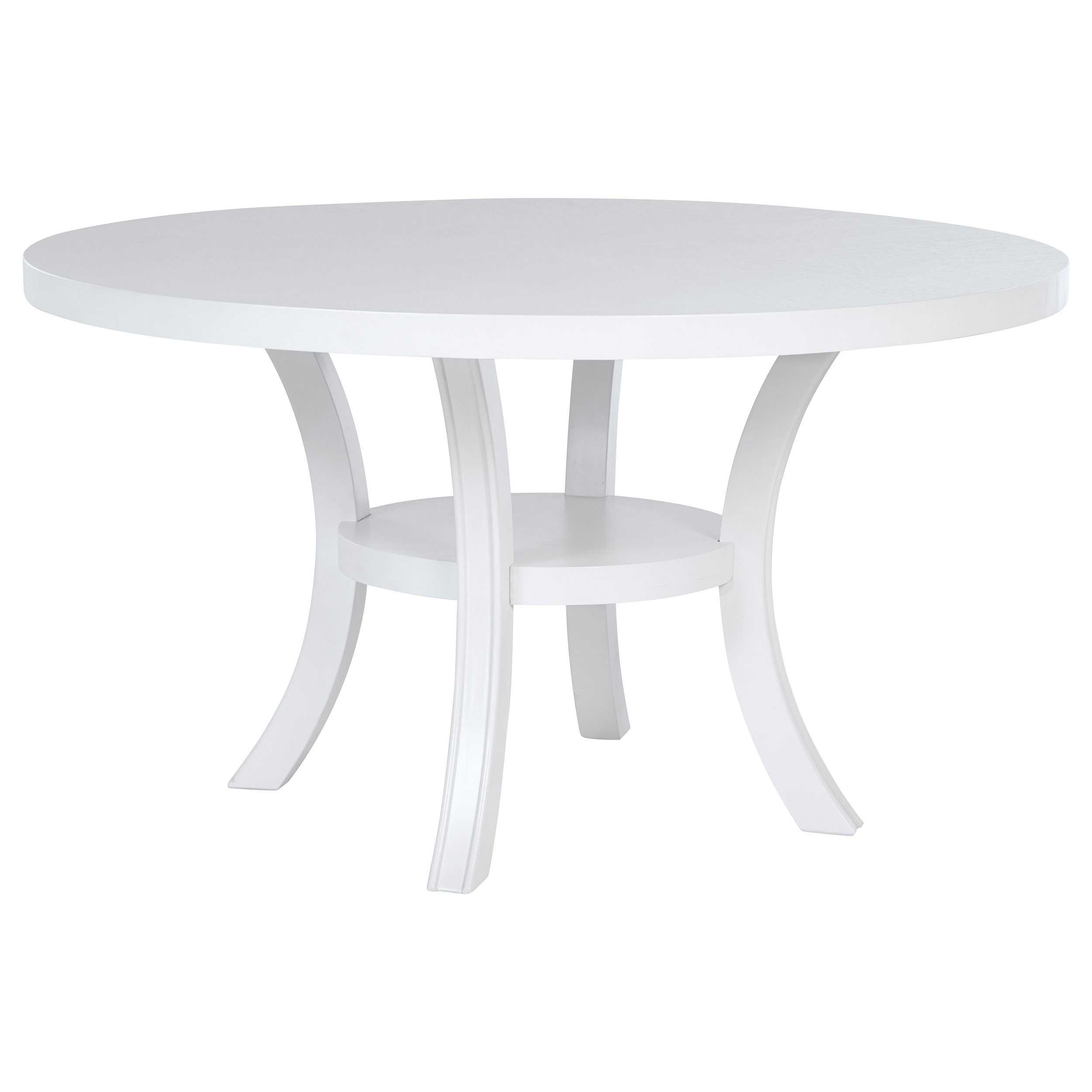 Judd 54-inch Round Dining Wood Table with Shelf Pearl White Judd 54-inch Round Dining Wood Table with Shelf Pearl White product image