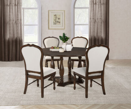 Landon 5-piece 60-inch Round Dining Table Set Rich Brown product image