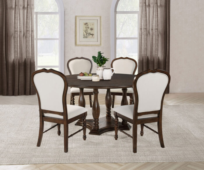 Landon 5-piece 60-inch Round Dining Table Set Rich Brown product image