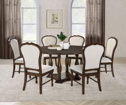 Landon 7-piece 60-inch Round Dining Table Set Rich Brown product image