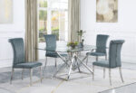 Beaufort 5-piece Rectangular Dining Set Chrome and Grey product image