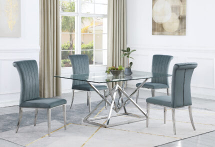 Beaufort 5-piece Rectangular Dining Set Chrome and Grey product image