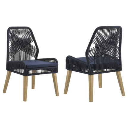 Nakia Woven Rope Dining Side Chairs Dark Navy (Set of 2) product image