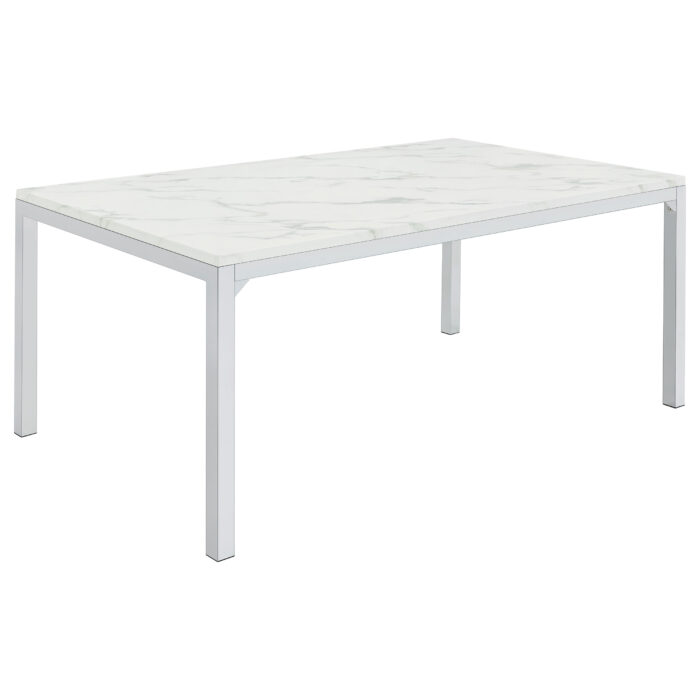Athena Rectangular 64-inch Faux Marble Dining Table Chrome product image