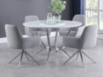 Abby 5-piece Round Dining Table Set White High Gloss product image