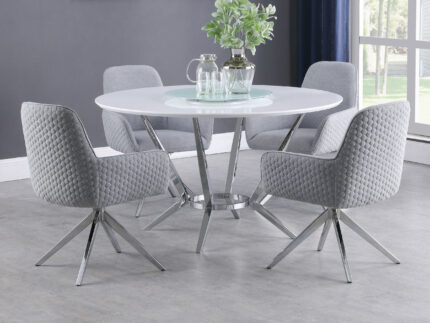 Abby 5-piece Round Dining Table Set White High Gloss product image