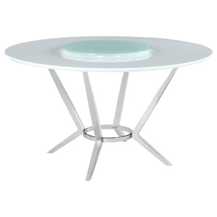 Abby Round 54-inch Lazy Susan Dining Table White High Gloss product image