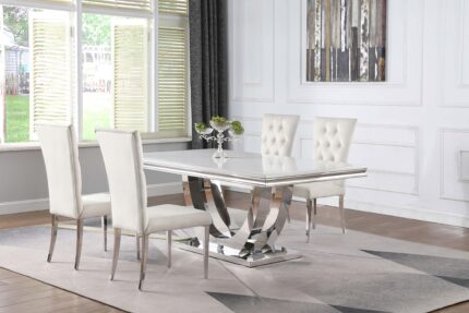 Kerwin 5-piece Rectangular Dining Table Set White and Chrome product image