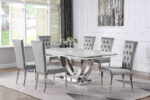 Kerwin 7-piece Rectangular Dining Table Set Grey and Chrome product image