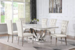 Kerwin 7-piece Rectangular Dining Table Set White and Chrome product image
