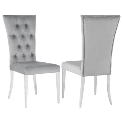 Kerwin Velvet Upholstered Dining Side Chair Grey (Set of 2) product image