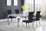 Carone 5-piece 81-inch Rectangular White Glass Dining Set Black product image