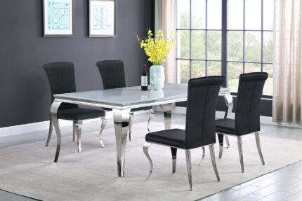Carone 5-piece 81-inch Rectangular White Glass Dining Set Black product image