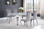 Carone 5-piece 61-inch Rectangular White Glass Dining Set Grey product image
