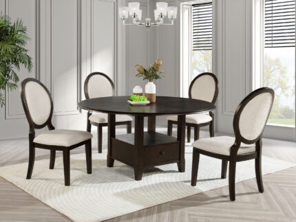 Twyla 5-piece 60-inch Round Wood Dining Table Set Dark Cocoa product image