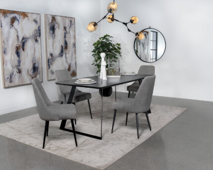 Smith 5-piece Rectangular Ceramic Top Dining Table Set Black product image