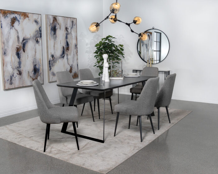 Smith 7-piece Rectangular Ceramic Top Dining Table Set Black product image