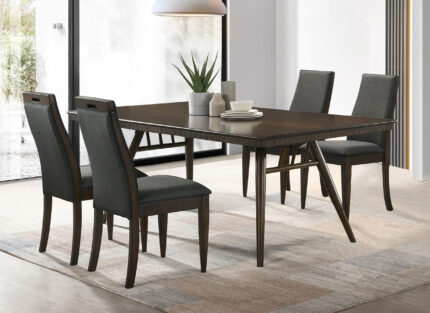 Wes 5-piece Rectangular Dining Table Set Dark Walnut product image