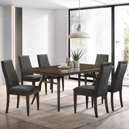 Wes 7-piece Rectangular Dining Table Set Dark Walnut product image