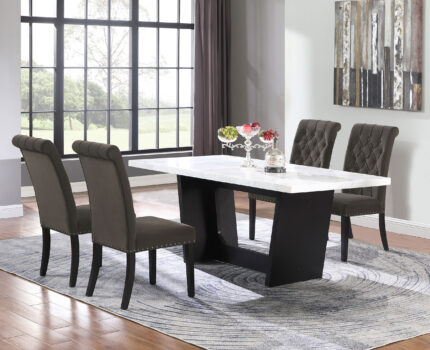 Sherry 5-piece Rectangular Marble Top Dining Table Set Brown product image